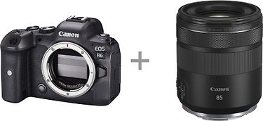 Canon EOS R6 -järjestelmäkamera, runko + RF 85mm F2 Macro IS STM -makro-objektiivi