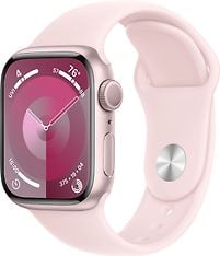 Apple Watch Series 9 (GPS) 41 mm pinkki alumiinikuori ja vaaleanpunainen urheiluranneke, M/L (MR943)