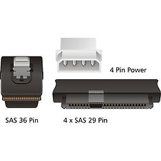 DeLOCK Multilane SAS-kaapeli SFF-8087 > 4xSFF-8482 & Molex 4-pin virta, 50 cm, kuva 2