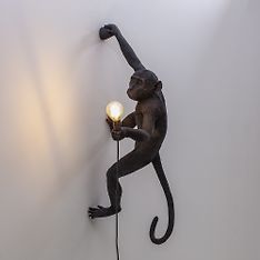 Seletti The Monkey Lamp Hanging Right-seinävalaisin, oikeakätinen, musta, kuva 3