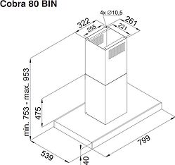 Witt Cobra 80 BIN -saarekeliesituuletin, musta, 80 cm, kuva 2