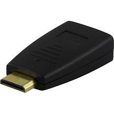 DELTACO HDMI-adapteri, mini HDMI uros > HDMI naaras, 19-pin, kullattu