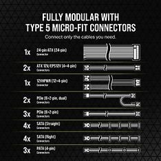 Corsair SF1000L -modulaarinen SFX-L-virtalähde, 1000 W, kuva 13