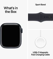 Apple Watch Series 9 (GPS) 41 mm keskiyönsininen alumiinikuori ja keskiyönsininen urheiluranneke, M/L (MR8X3), kuva 10