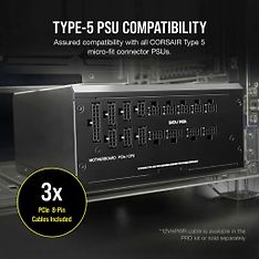 Corsair Premium Individually Sleeved PSU Cables Starter Kit, Type 5, Gen 5 -virtalähteen kaapelisetti, musta, kuva 8