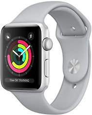 Apple Watch Series 3 (GPS) hopea 42 mm, usvanvärinen urheiluranneke, MQL02