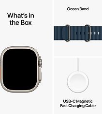 Apple Watch Ultra 2 (GPS + Cellular) 49 mm titaanikuori ja sininen Ocean-ranneke (MREG3), kuva 9