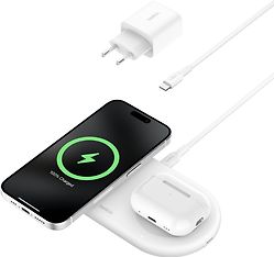 Belkin BoostCharge Pro 2-in-1 -Qi2-latausalusta, valkoinen