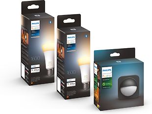 Philips Hue -LED-älylamppu, White Ambiance, E27 2 kpl ja Hue Outdoor Motion sensor - tuotepaketti, kuva 2