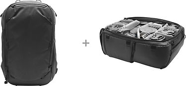 Peak Design Travel Backpack 45L -päiväreppu + iso kamerakuutio, musta