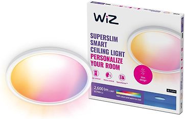 WiZ SuperSlim kattovalaisin, pyöreä, valkoinen, WiFi, 22 W, RGB, 2200-6500 K, 2600 lm