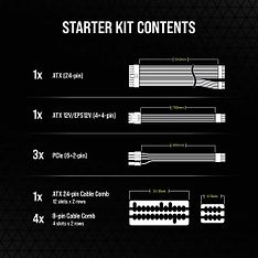 Corsair Premium Individually Sleeved PSU Cables Starter Kit, Type 5, Gen 5 -virtalähteen kaapelisetti, musta, kuva 5