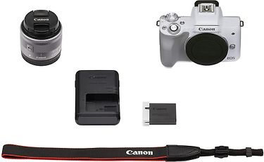 Canon EOS M50 Mark II -järjestelmäkamera, valkoinen + 15-45 mm -objektiivi, kuva 5