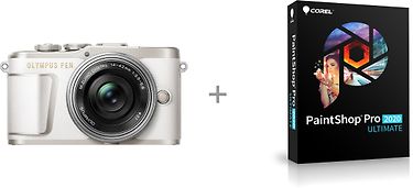 Olympus PEN E-PL9 -mikrojärjestelmäkamera, valkoinen + pannukakkuobjektiivi + Corel PaintShop Pro 2020 Ultimate, kuva 2