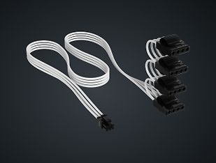 Corsair Premium Individually Sleeved PSU Cables Pro Kit, Type 5, Gen 5 -virtalähteen kaapelisetti, valkoinen, kuva 5
