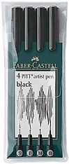 Faber-Castell Pitt -kynäsarja, 4 kpl, musta