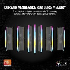 Corsair Vengeance RGB DDR5 6000 MHz CL30 32 Gt -muistimodulipaketti, harmaa, kuva 4