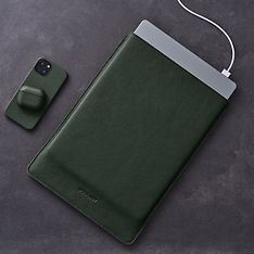 Woolnut Leather Sleeve -suojatasku 15" MacBook Air, vihreä, kuva 8