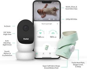 Owlet Monitor Duo: Smart Sock 3 + Cam 2 -älysukka + itkuhälytin, Mint, kuva 2