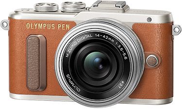 Olympus PEN E-PL8 -mikrojärjestelmäkamera, ruskea+ pannukakkuobjektiivi
