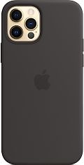 Apple iPhone 12 / 12 Pro -silikonikuori MagSafella, musta (MHL73)