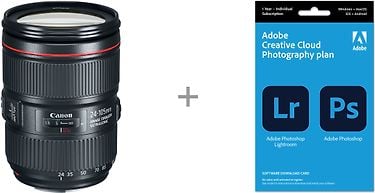 Canon EF 24-105mm f/4L IS II USM -objektiivi + Adobe Creative Cloud Photography Plan