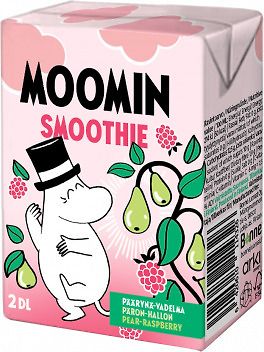 Bonne Moomin Päärynä-vadelma -smoothie, 200 ml, 18-PACK – 