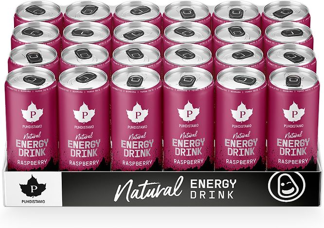 Puhdistamo Natural Energy Drink Raspberry Strong -energiajuoma, 330 ml ...