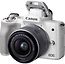 Canon EOS M50 -mikrojärjestelmäkamera, valkoinen + 15-45 mm -objektiivi