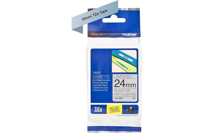 Brother TZe-M951 - label tape, 24 mm x 8 m, black on matte silver ...